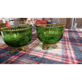 2 Antique Green US Glass Colorado Lacy Medallion Footed Bowl “Orlando's Fair”
