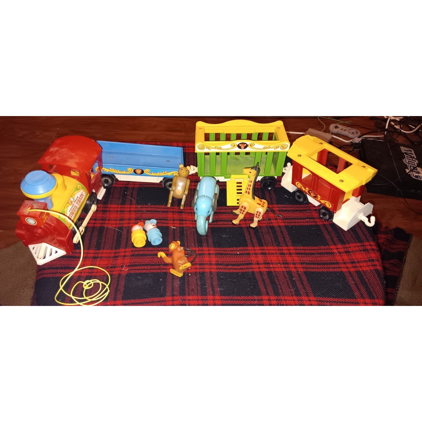 Vintage 1973 Fisher Price Circus Train w/ Working Horn Plus Animals And People