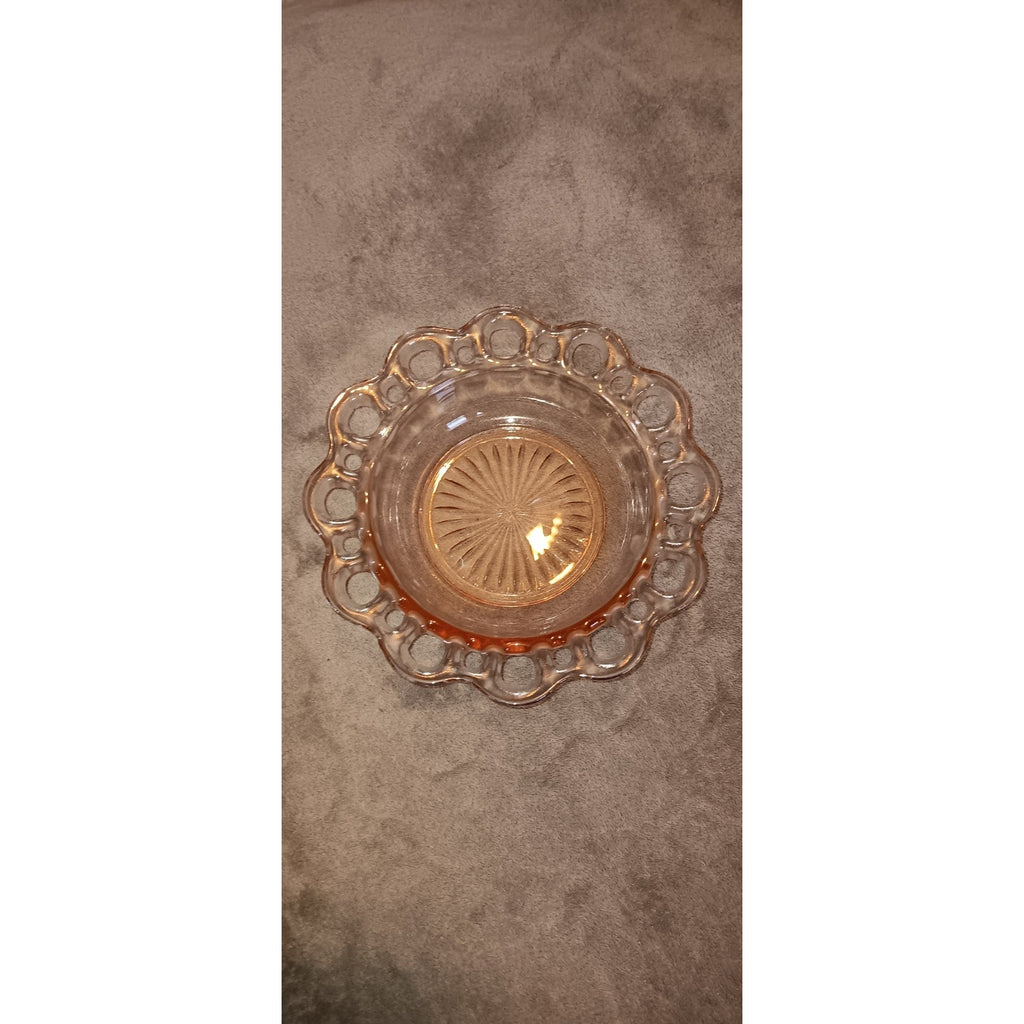 Anchor Hocking Depression Glass Pink Lace Edge (Old Colony) 6 3/4” Bowl
