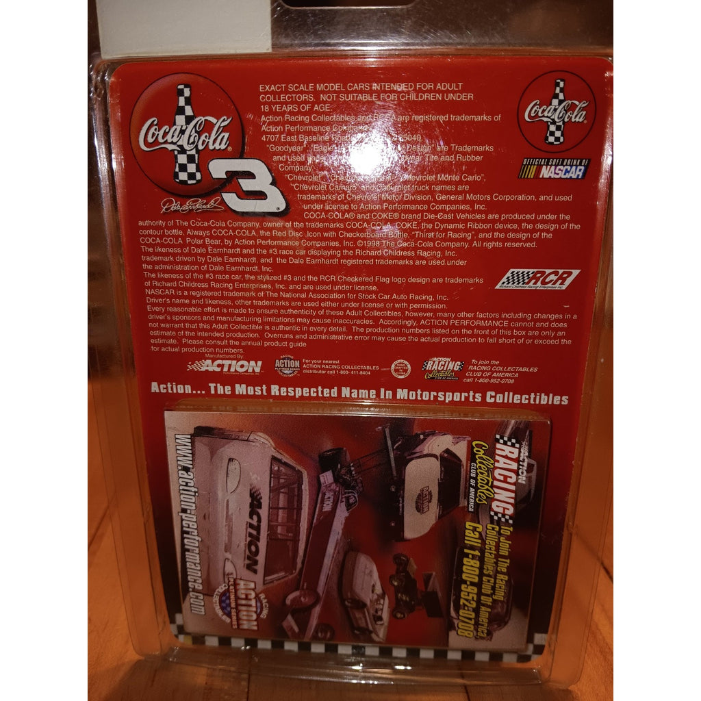 Dale Earnhardt Coke Action 1:64 Racecar 1998 Nascar #3 Coca Cola Car