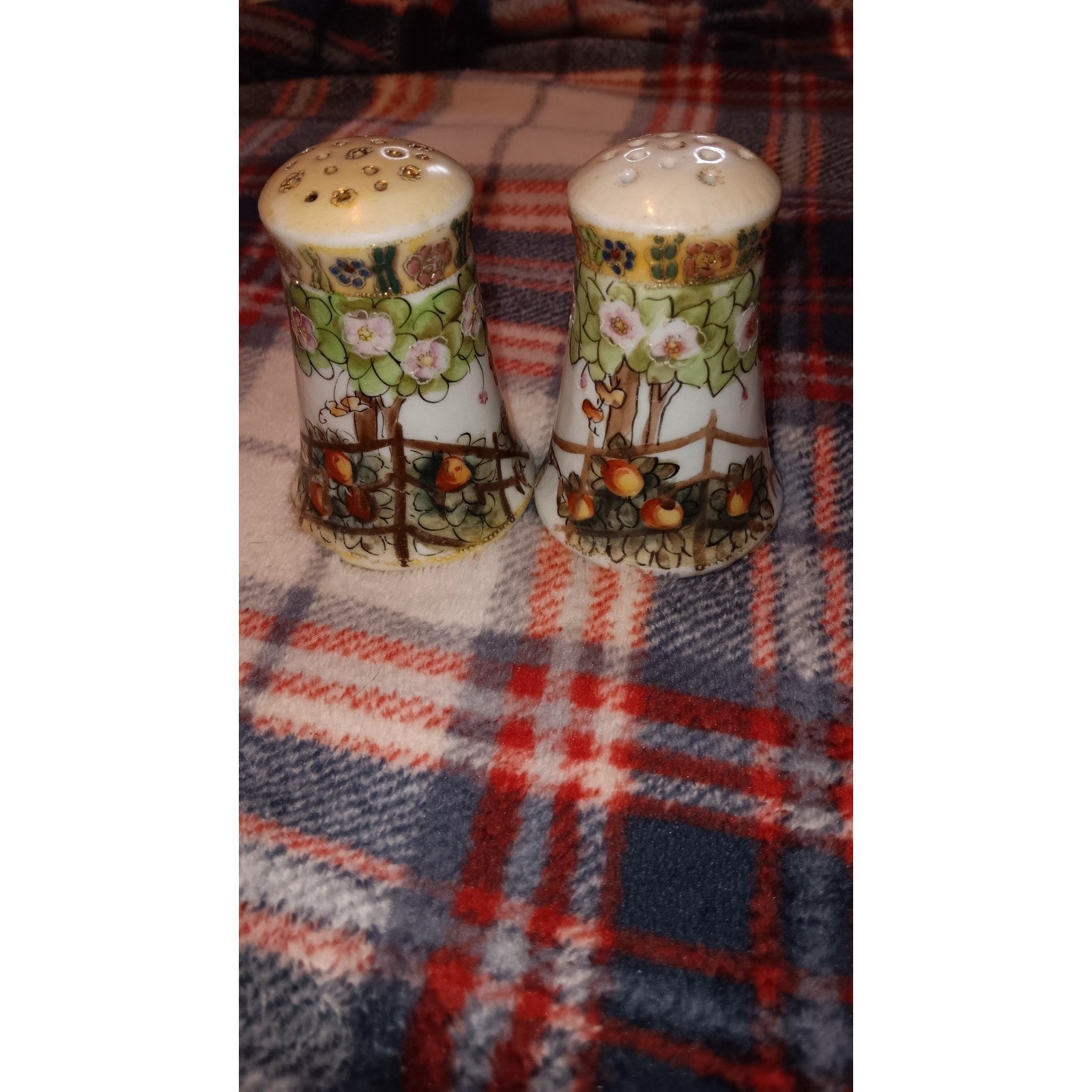 VTG. HAND PAINTED GOLD DECOR NIPPON SALT & PEPPERS - JAPAN Moriage Floral
