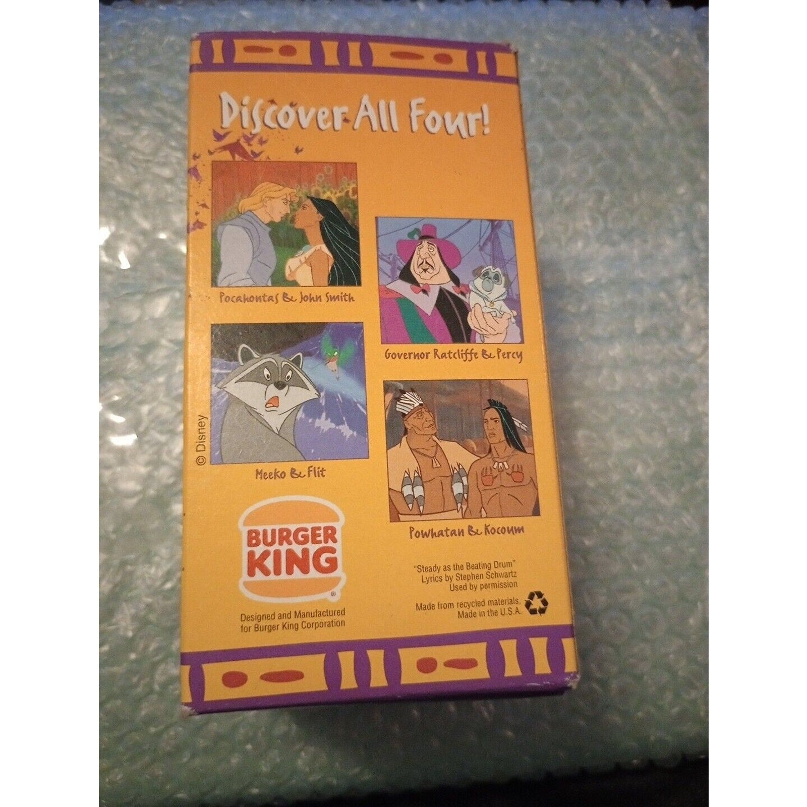 Disney Pocahontas Powhatan & Kocoum Colors of the Wind Burger King Cup B1