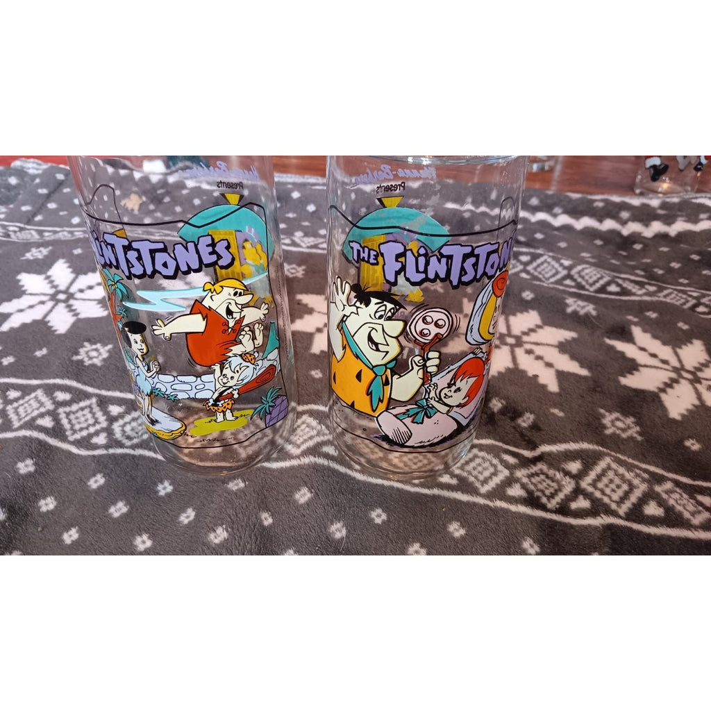 Vintage Flintstones Hardee's 1991 First 30 Years Set Of 2 Vintage Glasses