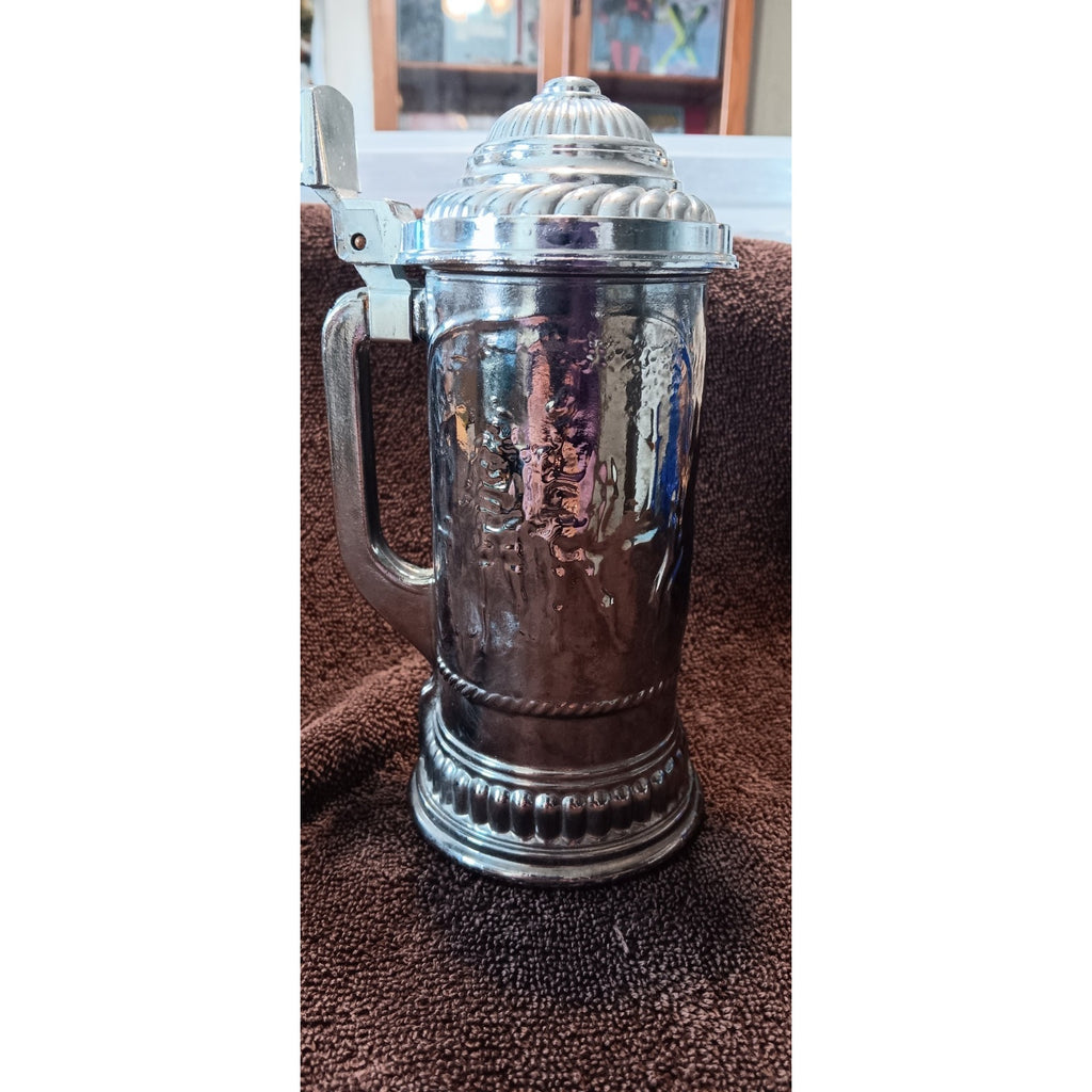 Nova Glass Stein Lidded German Scenery 7" Nice Condition Rare