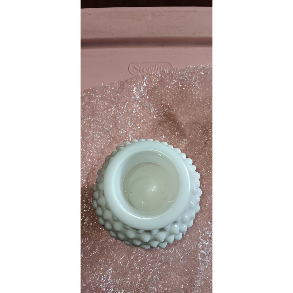 Vintage Hobnail Milk Glass Vase Classic Round Bud 5.5” Tall