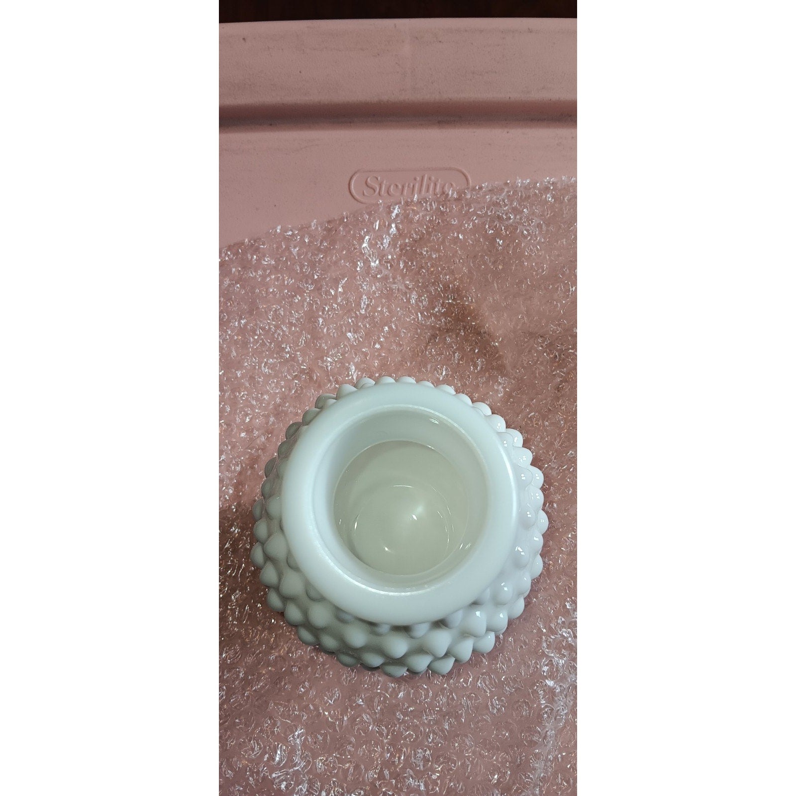 Vintage Hobnail Milk Glass Vase Classic Round Bud 5.5” Tall