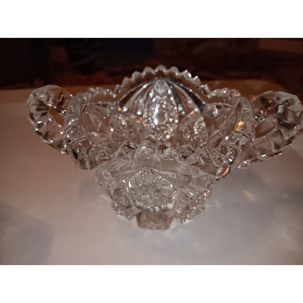 Imperial Glass Creamer and Sugar Set Pattern Number 526 Heavy Sawtooth Edge