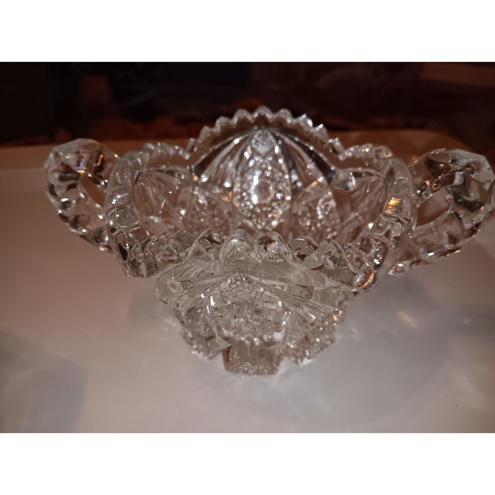 Imperial Glass Creamer and Sugar Set Pattern Number 526 Heavy Sawtooth Edge