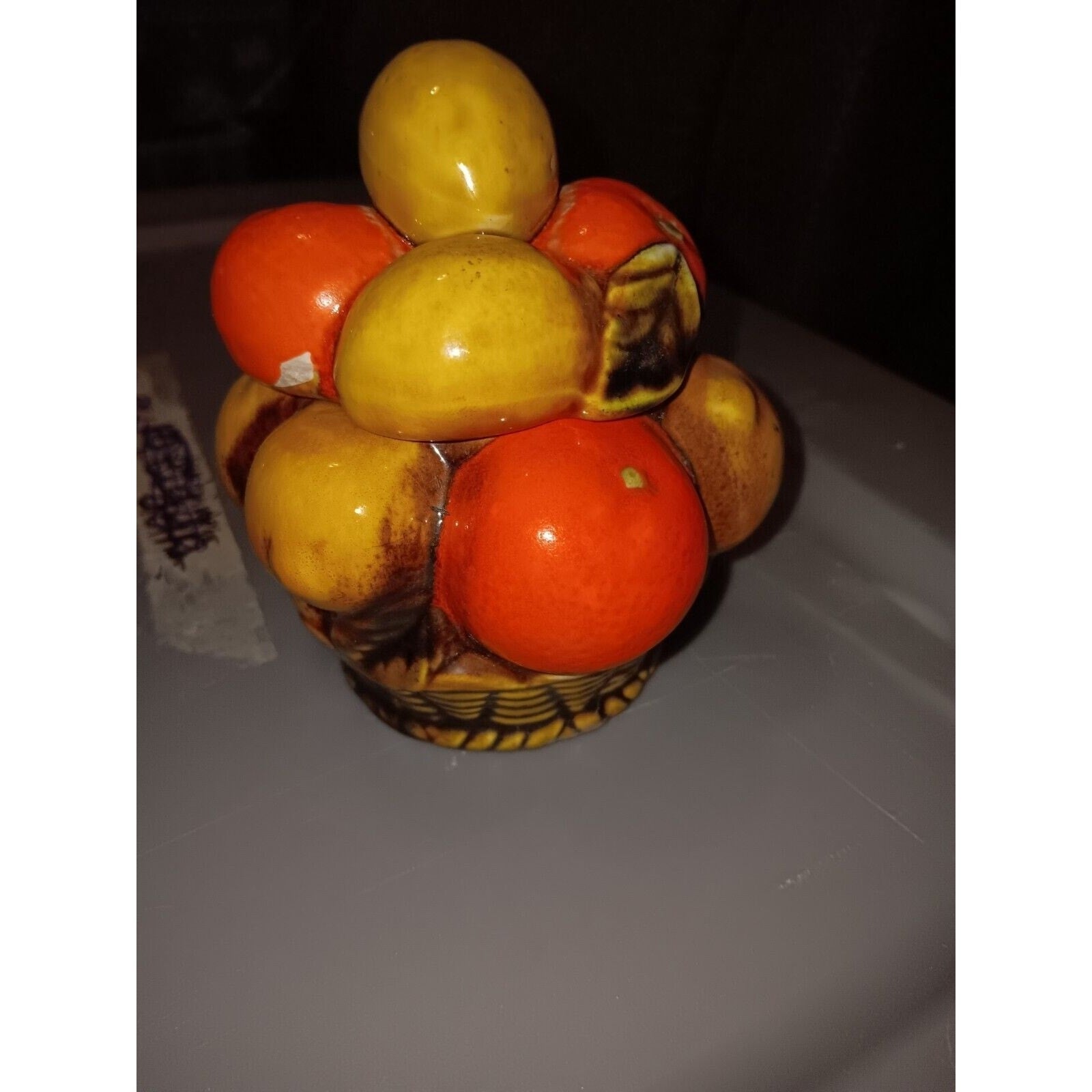Vintage Inarco Japan E3355 Orange Spice Fruit Basket Canister Pristin Small
