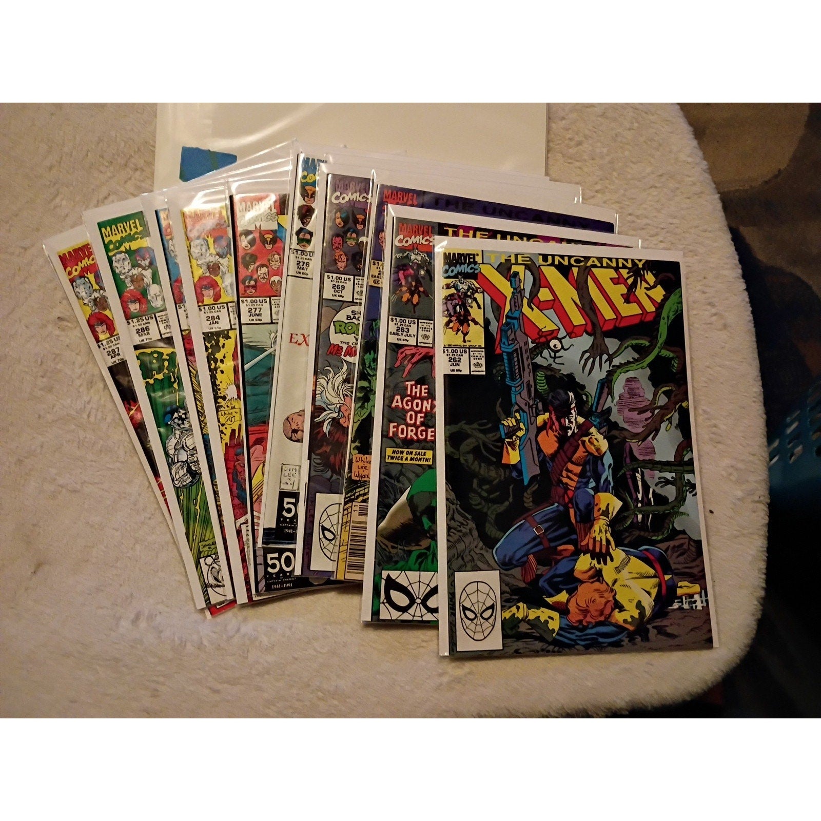 Uncanny X-Men 11 Comic Book Lot - Issue #262,263,267,269,270,276,277,284-287 VF+