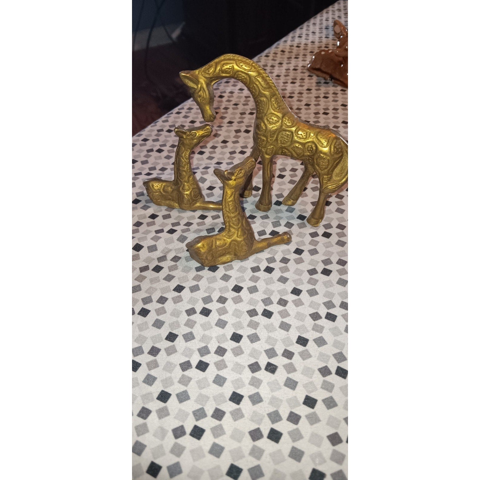 Miniature Brass Giraffe Figurines, Mother and Baby Statues