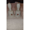 Vintage White Gold Porcelain Bell-Shaped Salt & Pepper Shakers Pink Roses Japan