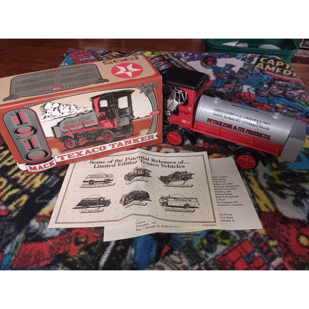 1910 Mack TEXACO Tanker Truck Series #12 Die-Cast Metal Bank Key Ertl 1995 Bank