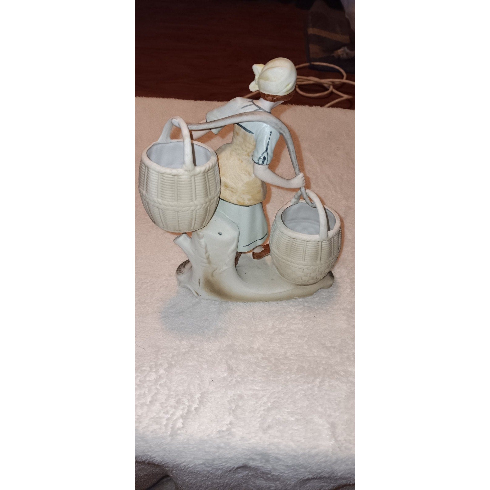 ARPO Curtea De Arges Porcelain Lady Carrying Baskets Figurine / Romania