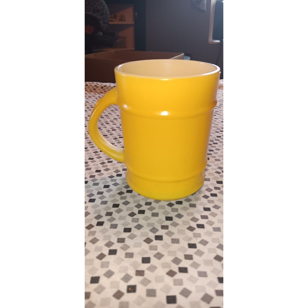 Fire King Anchor Hocking Yellow Ranger Barrel Coffee Cup Mug Vintage 1970s