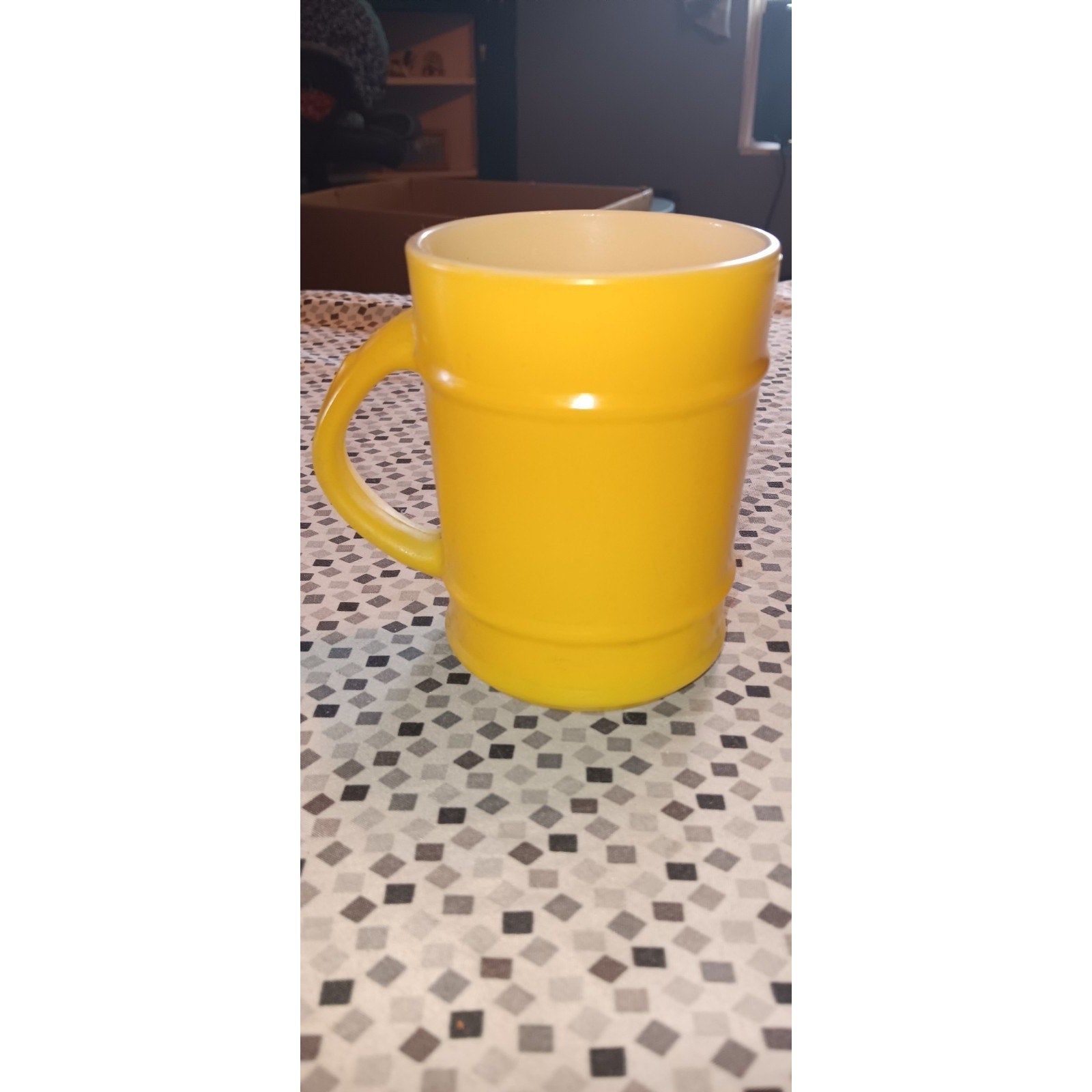 Fire King Anchor Hocking Yellow Ranger Barrel Coffee Cup Mug Vintage 1970s