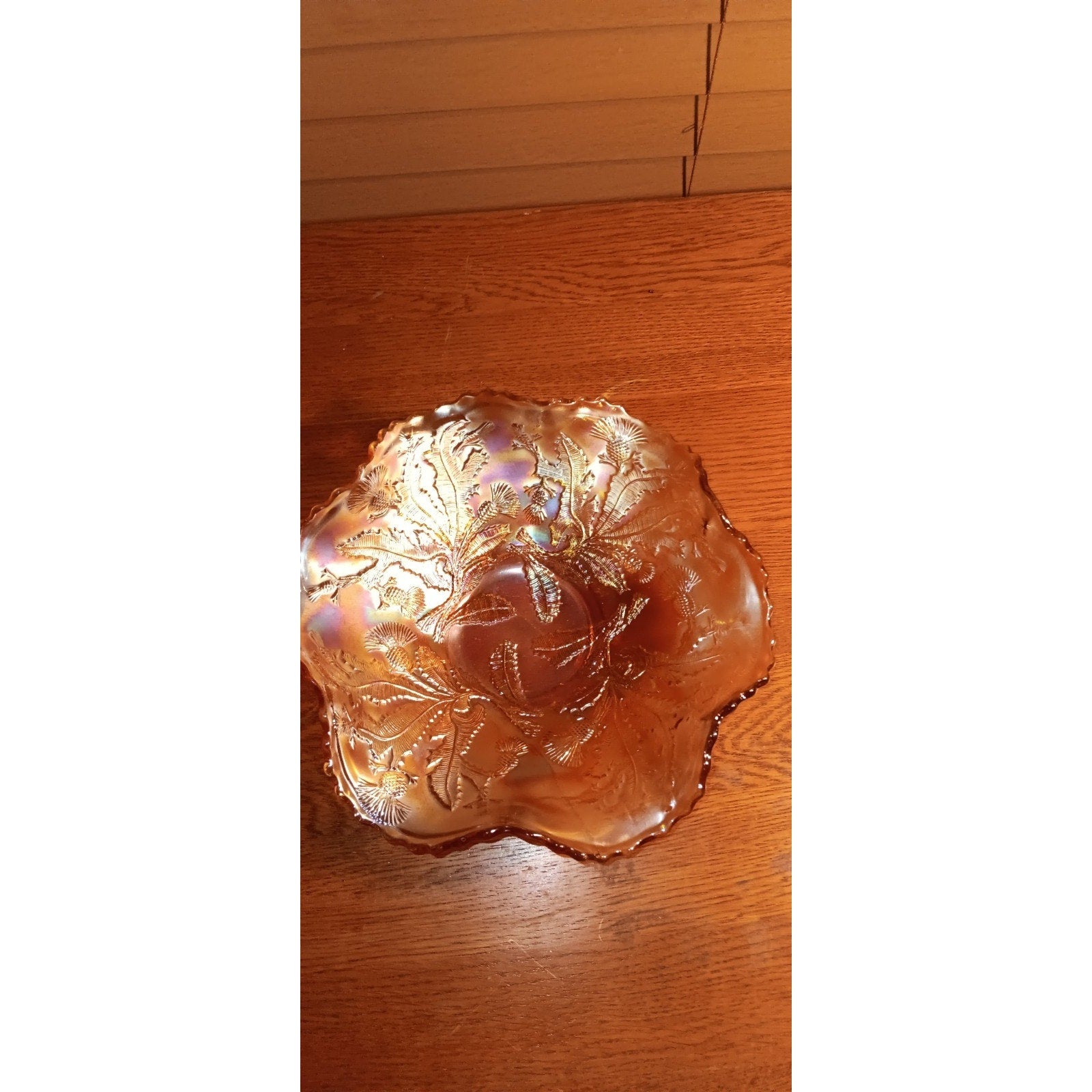 Fenton Carnival Glass Marigold Bowl Thistle Pattern 8" across READ