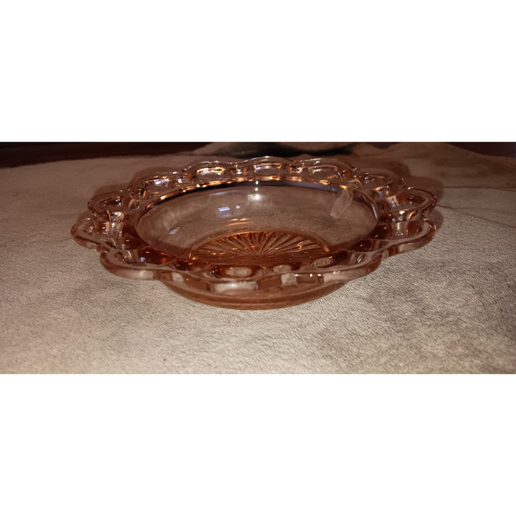 Anchor Hocking Depression Glass Pink Lace Edge (Old Colony) 6 3/4” Bowl