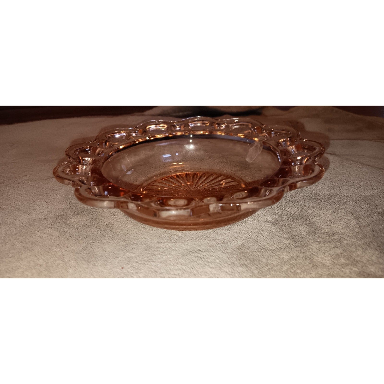 Anchor Hocking Depression Glass Pink Lace Edge (Old Colony) 6 3/4” Bowl