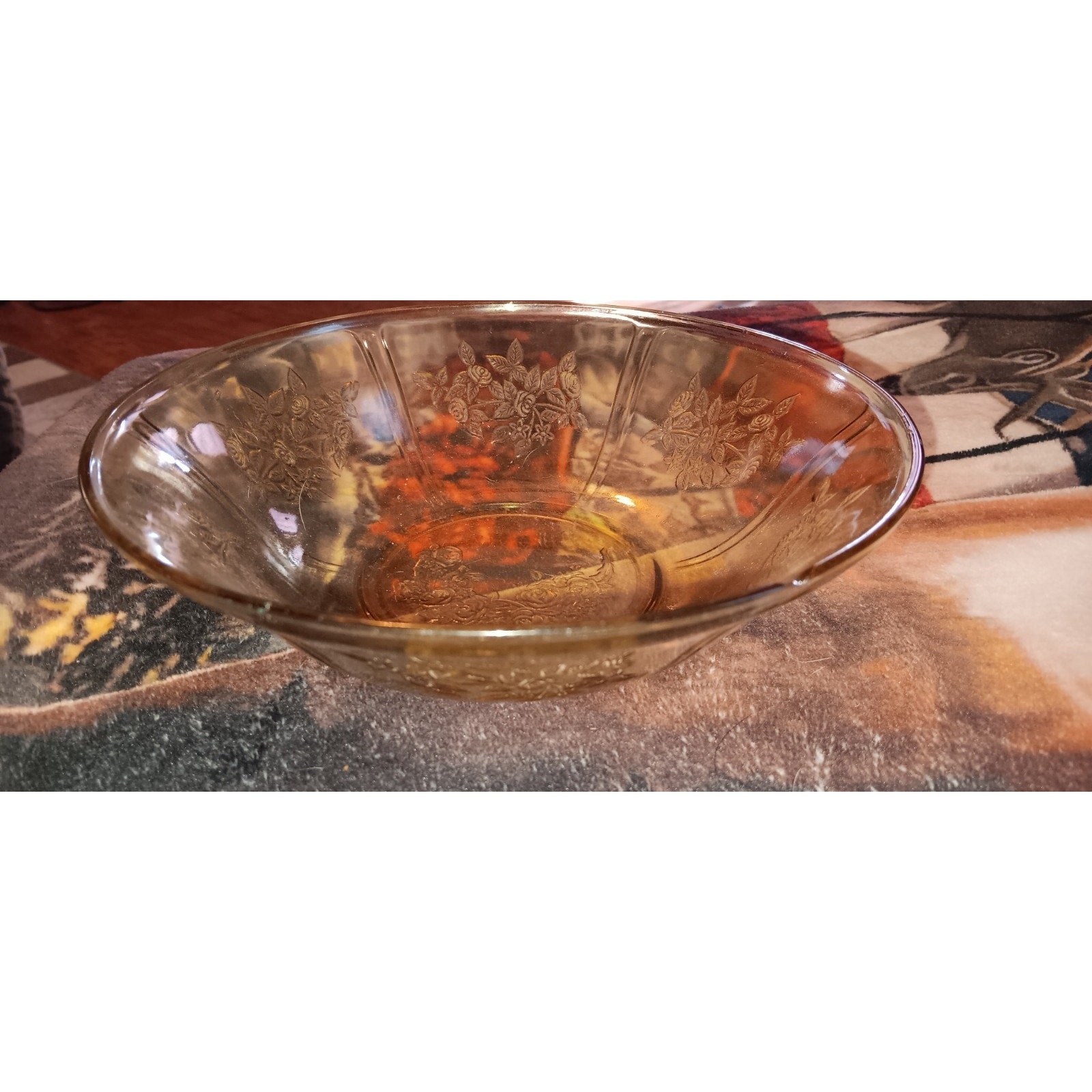 Amber Depression Glass Sharon Large Berry Bowl