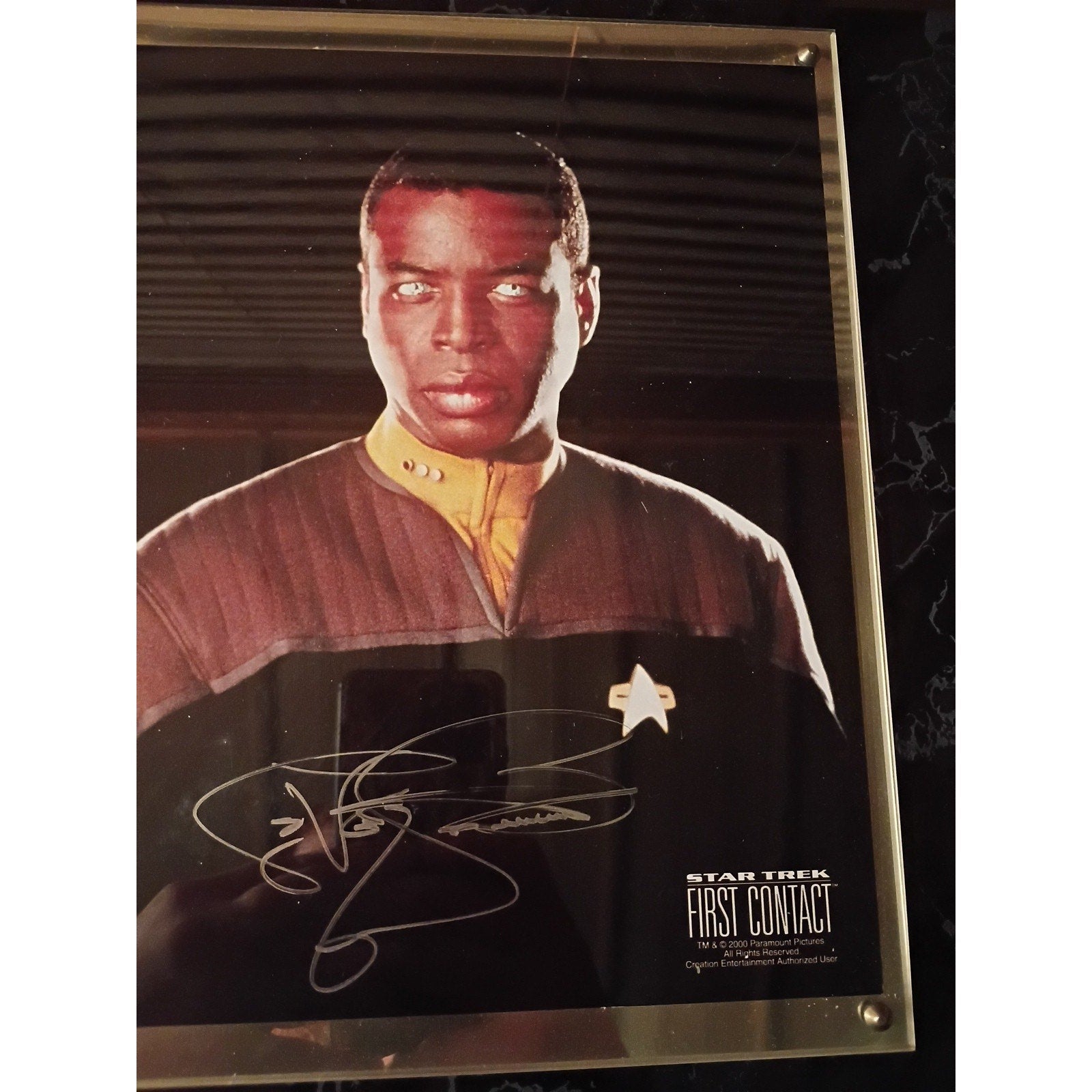 LeVar Burton Autographed Star Trek First Contact 8x10 Lt Comm Geordi Laforge