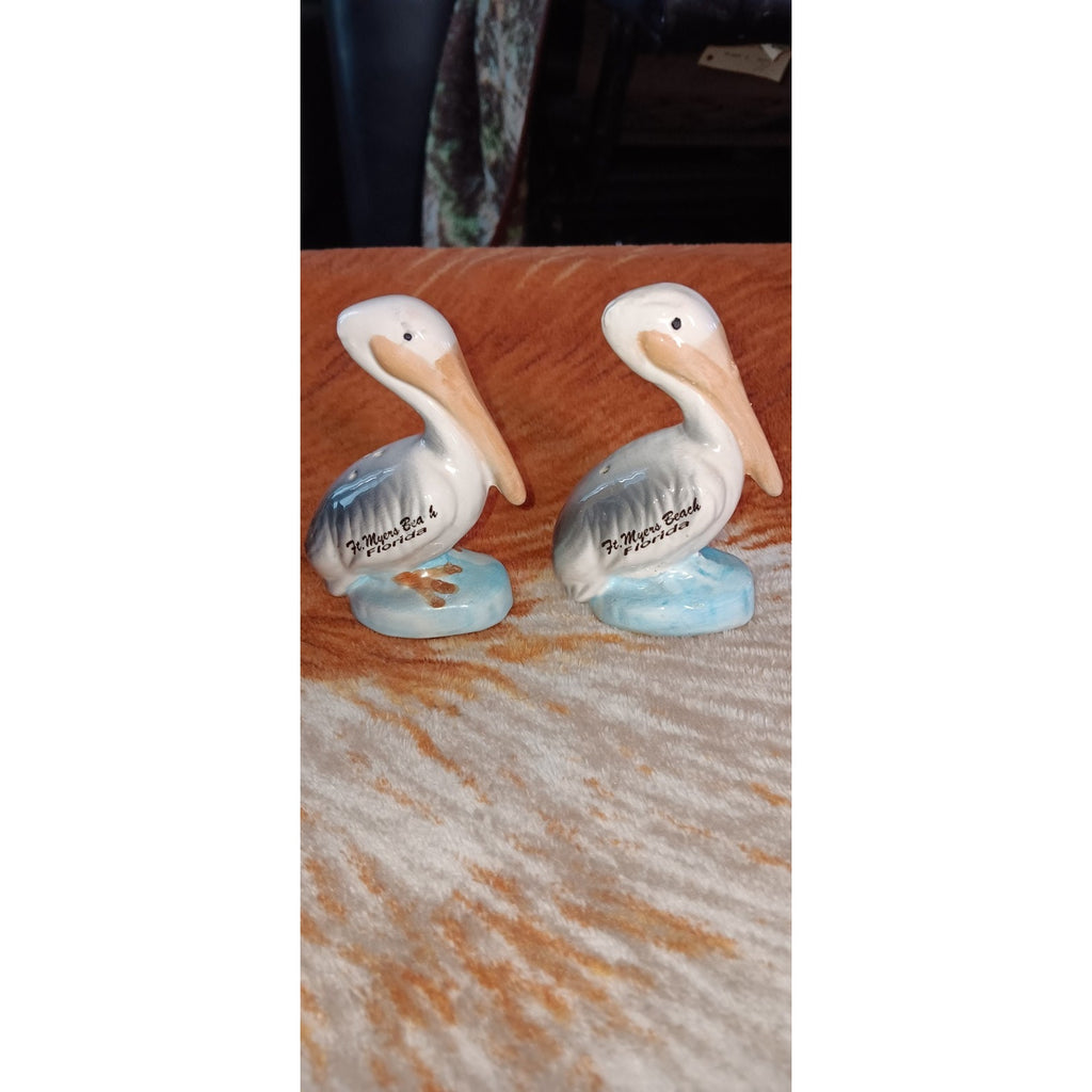 Vintage Pelican Ft. Myers Beach, FL Souvenir Salt & Pepper Shakers