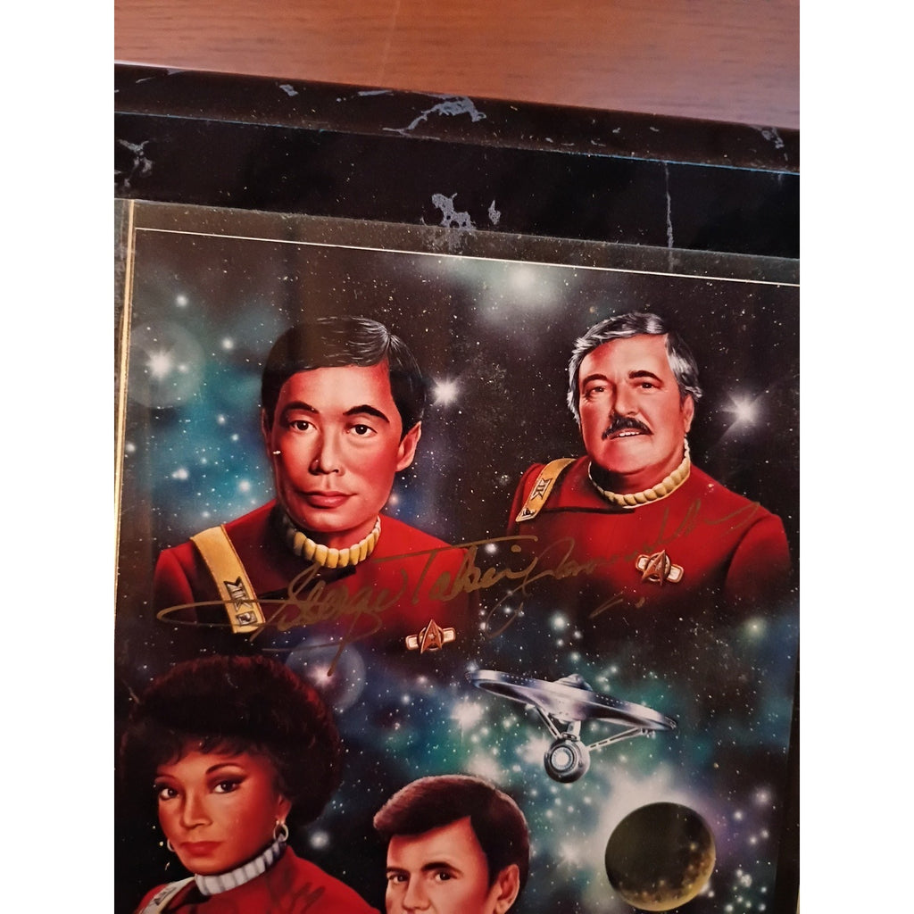 🔥 Star Trek "Fab Four" Plaque, Autographed - Doohan, Koenig, Takei, and Nichols