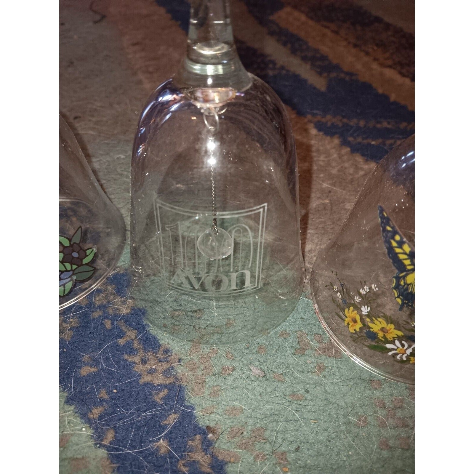 Avon Bell Butterfly & Floral 1990 Vintage Glass Over 24% Full Lead Crystal Bell