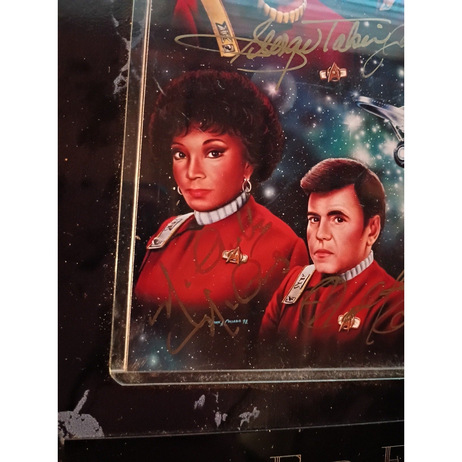 🔥 Star Trek "Fab Four" Plaque, Autographed - Doohan, Koenig, Takei, and Nichols