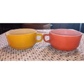 Vintage Fire King Orange And Yellow Soup Bowls 50s Vintage