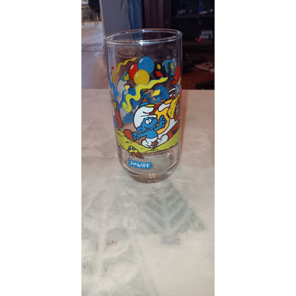 Vintage 1983 Peyo Smurfs Papa Smurf Collectible Drinking Glass Party Punch