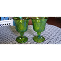 Vintage Indiana Harvest Grapes Carnival Glass Goblets Iridescent Green