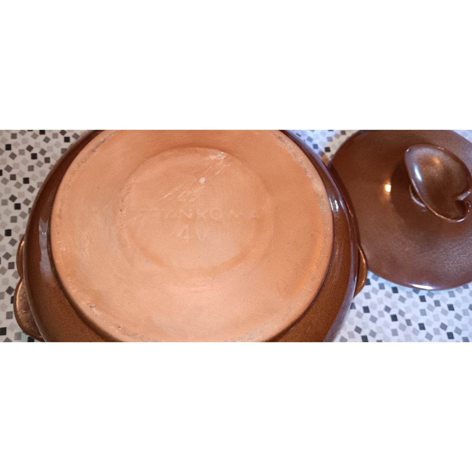 Vintage Frankoma Pottery Bean Pot With lid # 4W Plainsman Brown Casserole