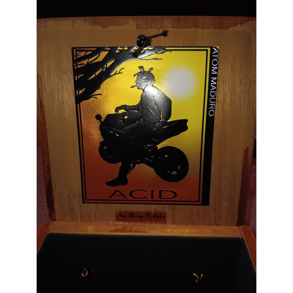 Drew Estate - Acid "Blondie" Wood Cigar Box With Knob, Handle, Mirror & Tiger!