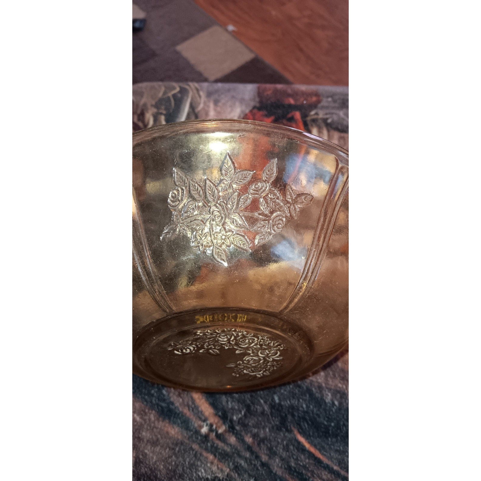 Amber Depression Glass Sharon Large Berry Bowl