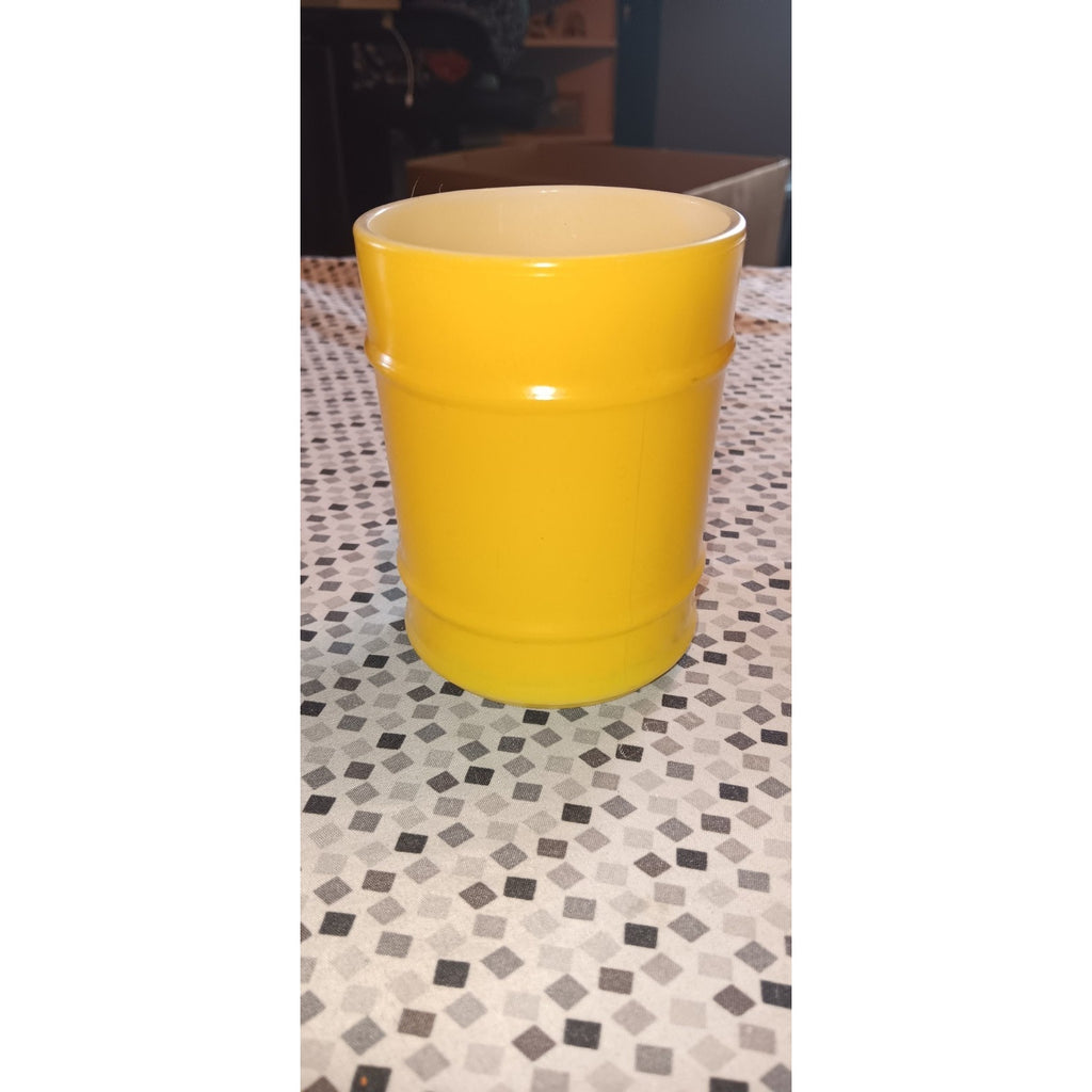 Fire King Anchor Hocking Yellow Ranger Barrel Coffee Cup Mug Vintage 1970s