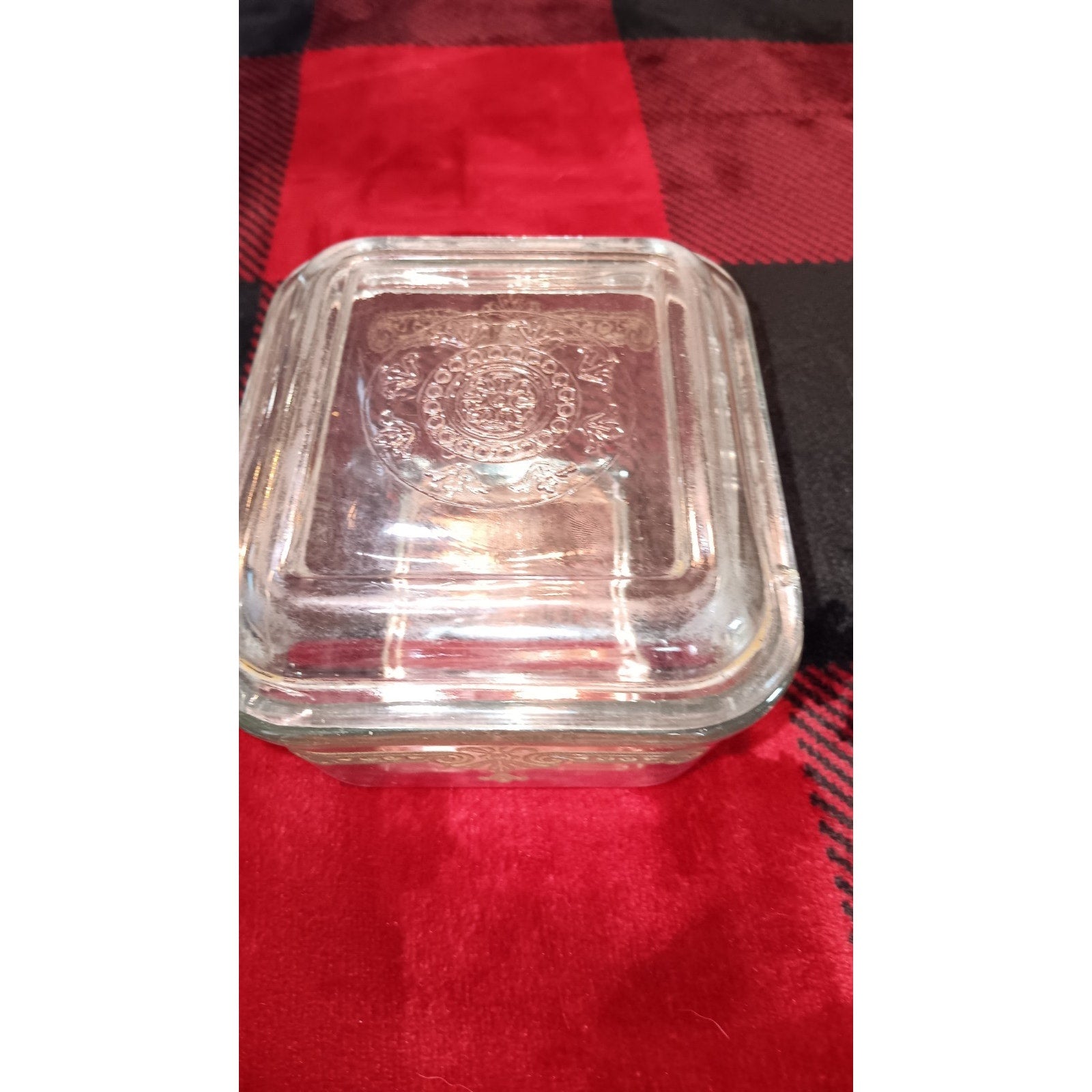 Vintage Fire King Clear Glass Refridgerator Dish w/ Lid