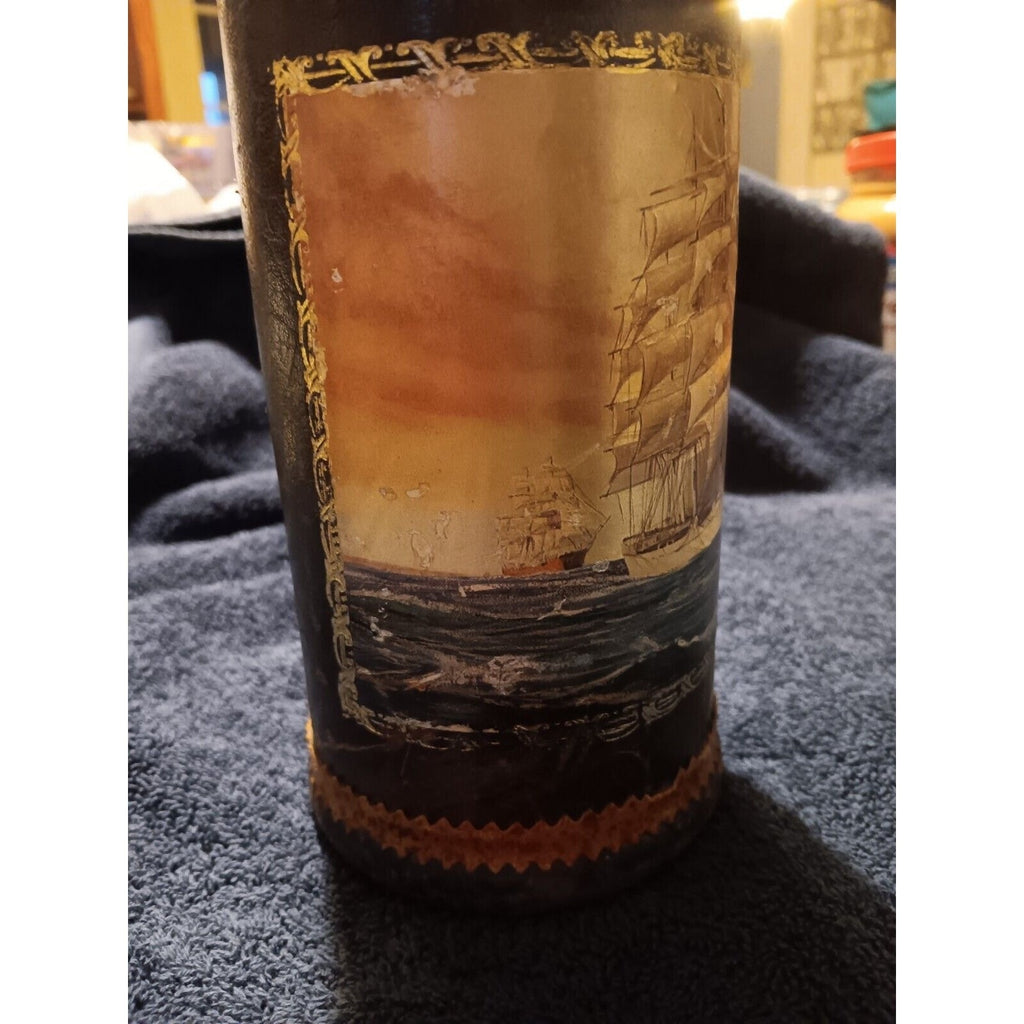 o'o'o . DECORATIVE Wrapped WINE BOTTLE with SHIP . Hand Crafted Made in ITALY