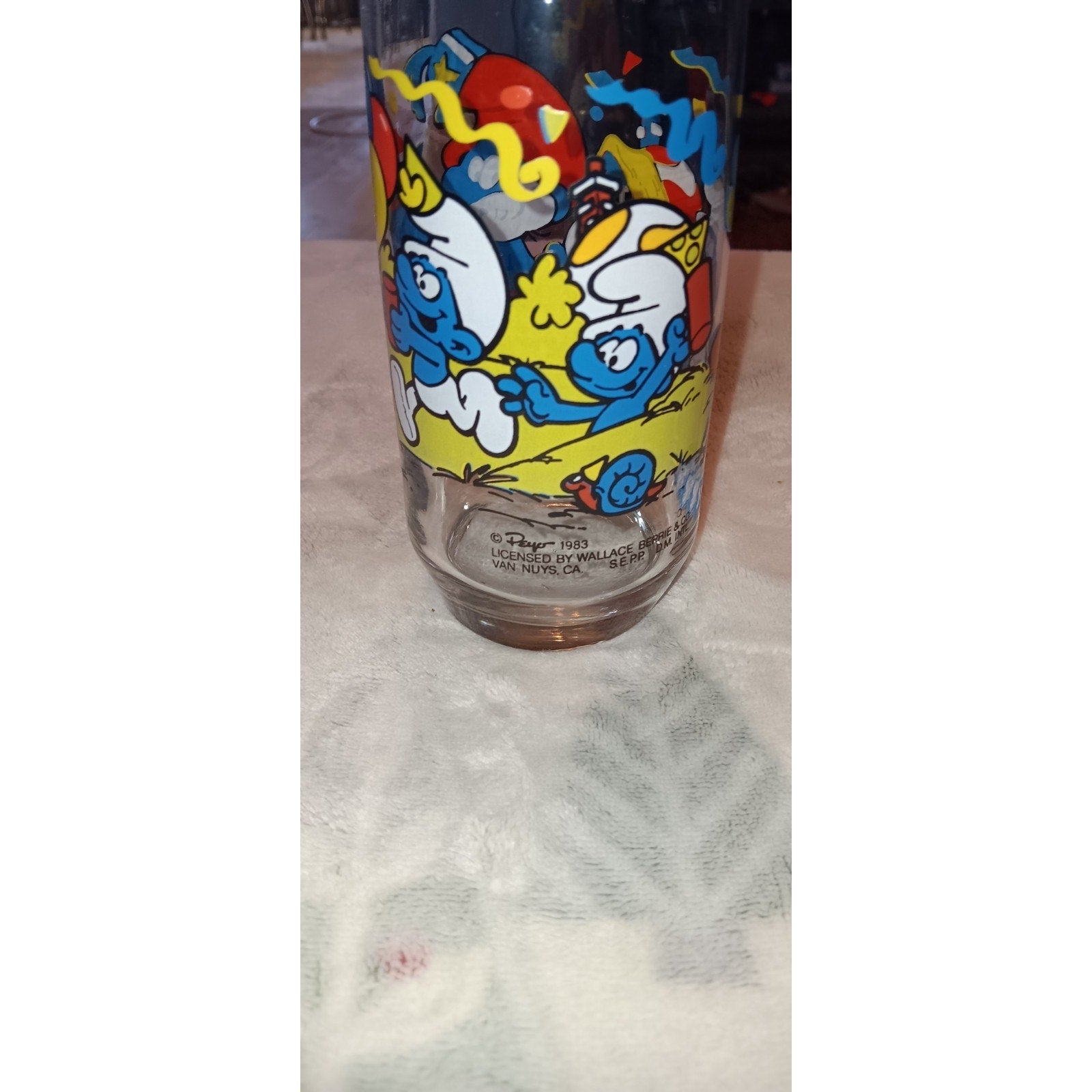Vintage 1983 Peyo Smurfs Papa Smurf Collectible Drinking Glass Party Punch