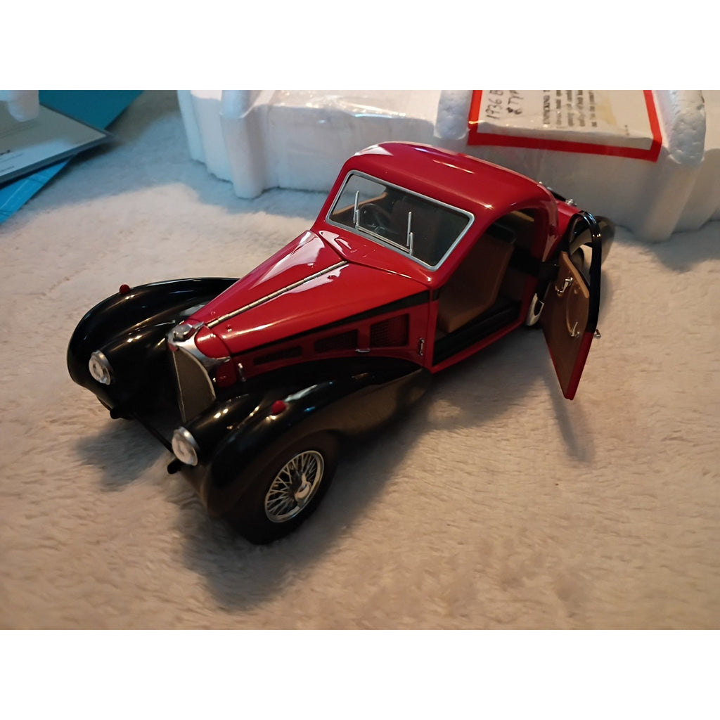 Franklin Mint Bugatti 1936 Type 57SC Red Black Diecast Boxed Model Car 1/24 1:24