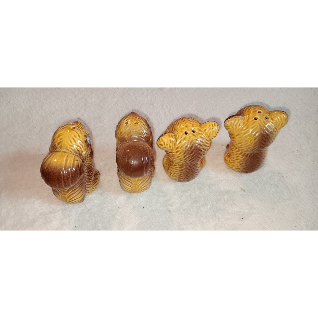 Lot Of 2 Vintage Squirrel & Bear Salt Pepper Shakers Googly Eyed JAPAN