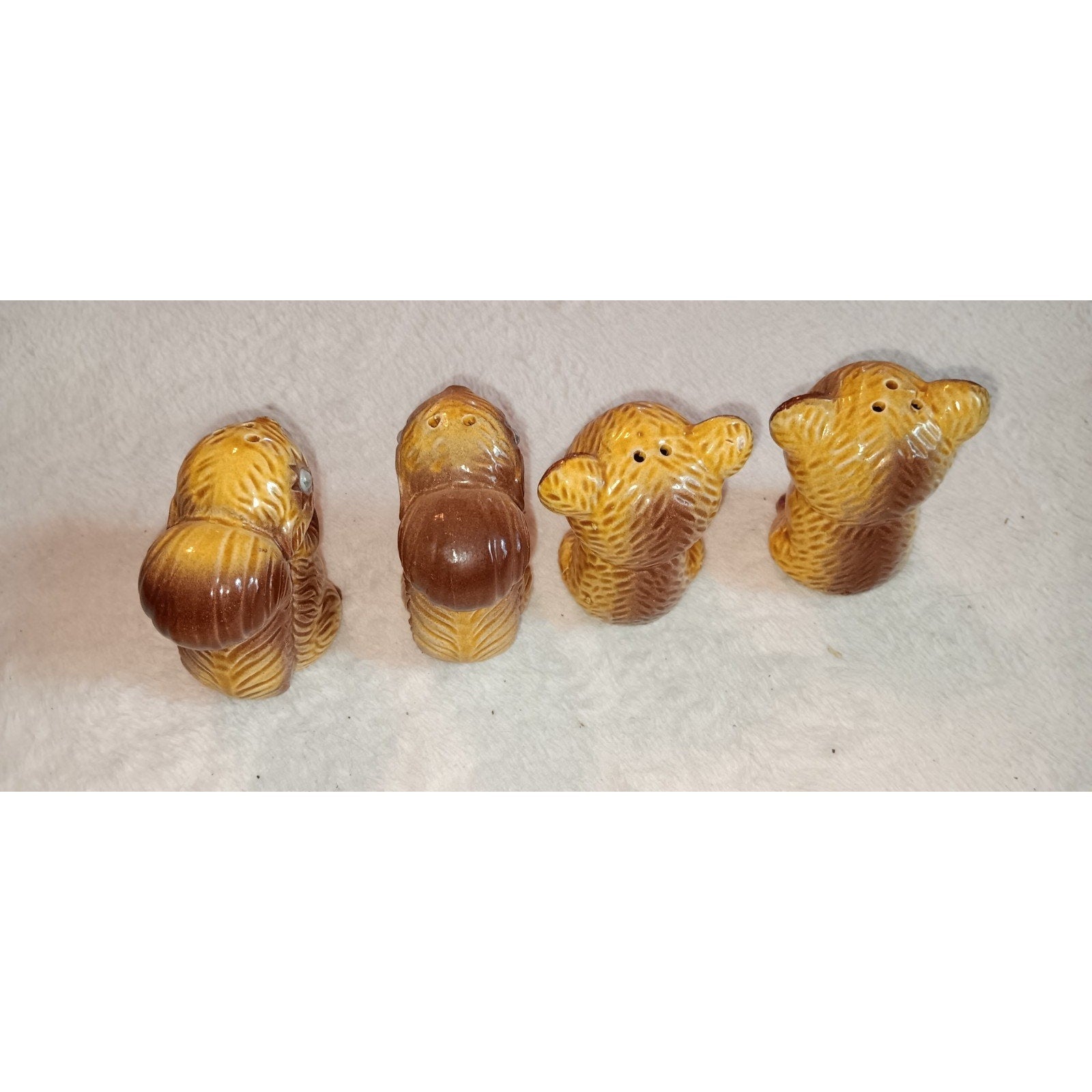 Lot Of 2 Vintage Squirrel & Bear Salt Pepper Shakers Googly Eyed JAPAN