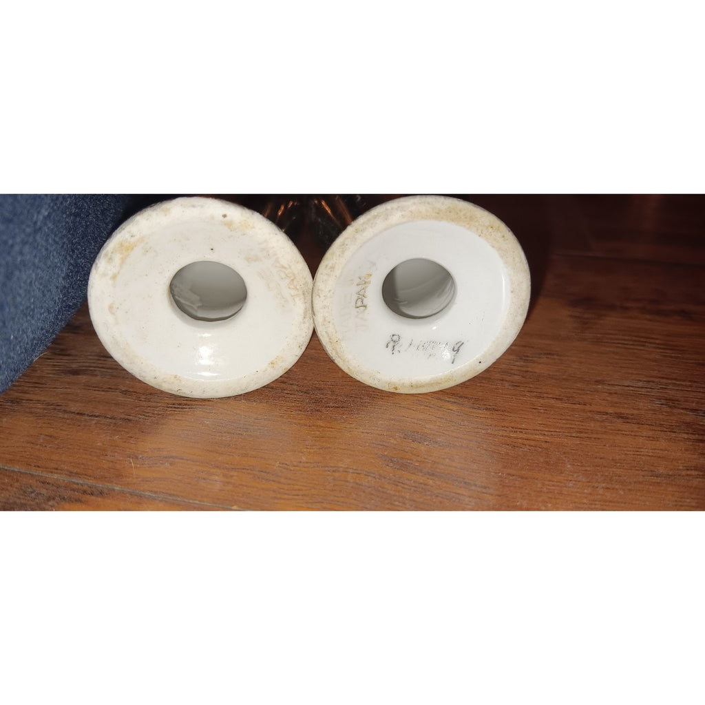 Vintage Silver Ceramic Japanese Salt And Pepper Shakers