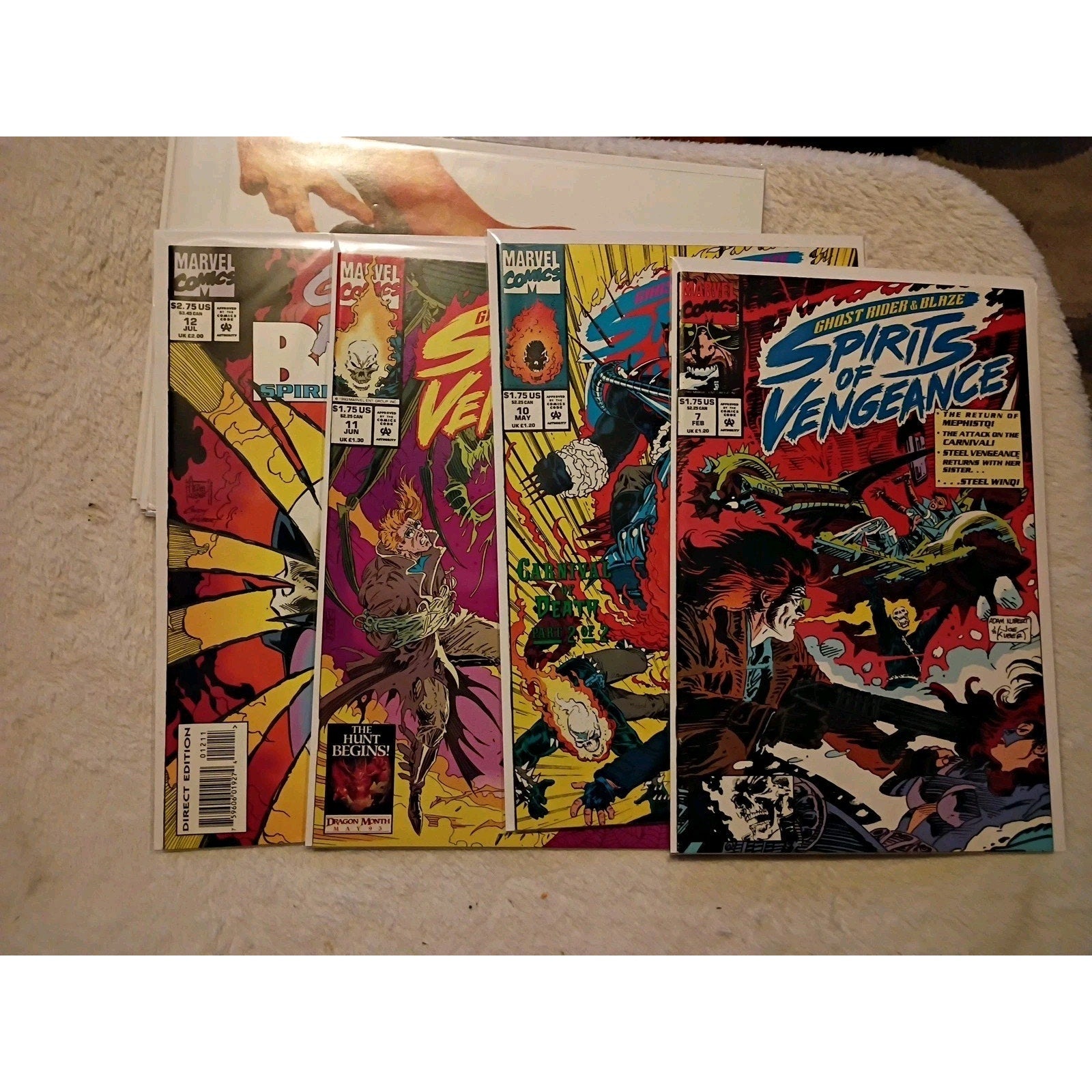 Ghost Rider Blaze Spirits of Vengeance #7, 10-12 Marvel Glow In The Dark VF/NM