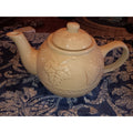 Vintage Tea Pot. Grapes, Apple,strawberry. Pale Yellow.