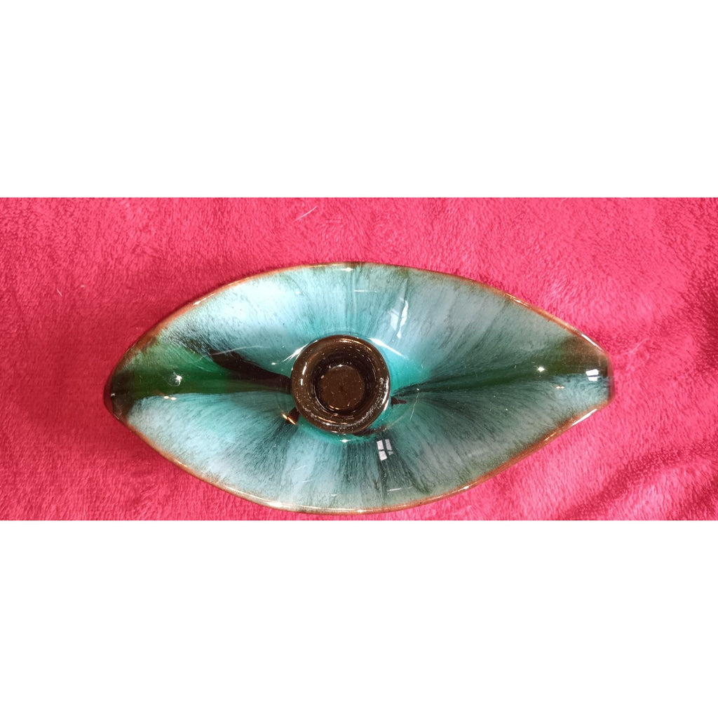 Vintage Blue Mountain Pottery (Red Clay) 1 Leaf Candle Holders - Green Drip