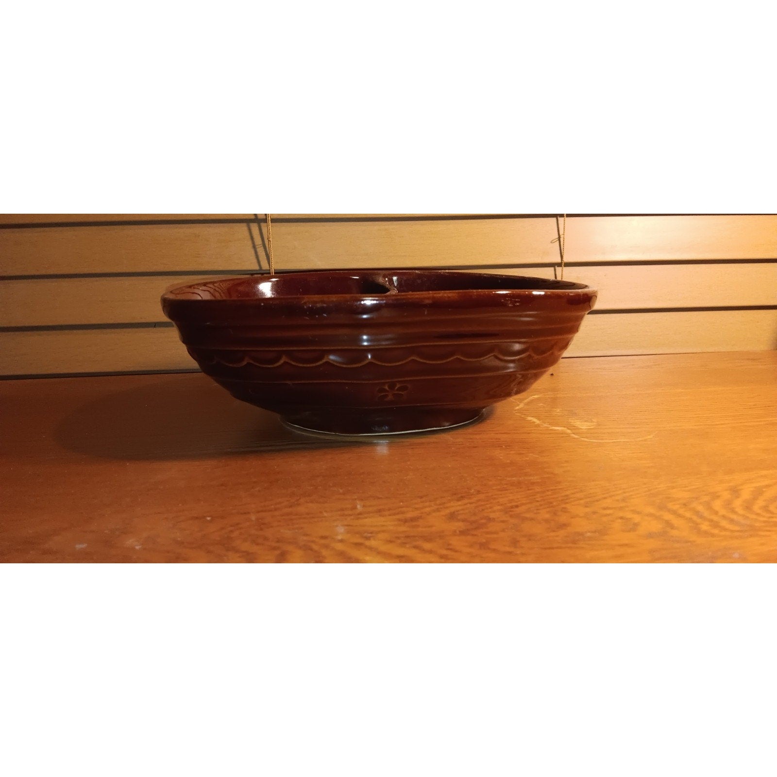 Vintage Marcrest Stoneware Daisy Dot Brown Divided Serving Dish Bowl Ovenproof