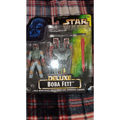 1996 Hasbro Kenner Star Wars Deluxe Boba Fett w/ Wing-Blast Rocketpack & Cannon