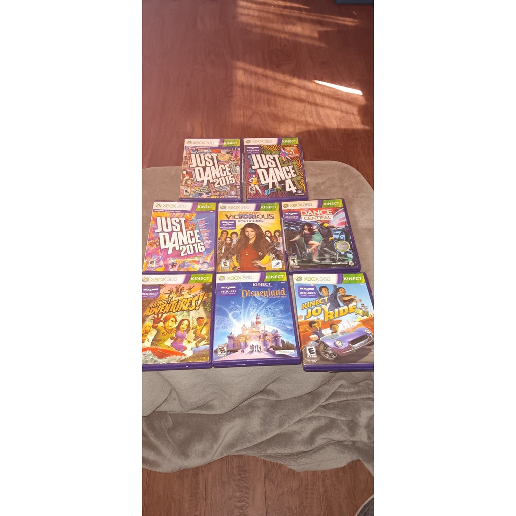 Lot of 8 XBOX 360 Kinect Games Including Just Dance Disney Joy Ride