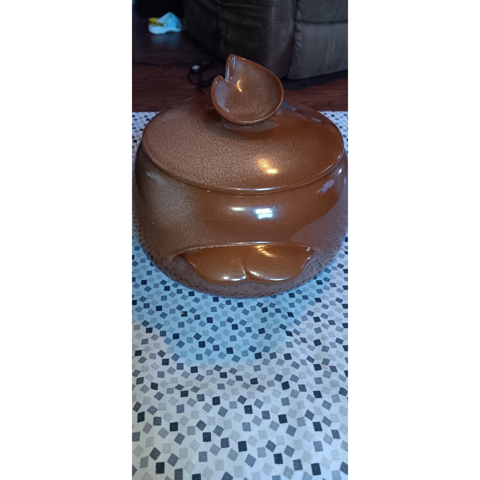 Vintage Frankoma Pottery Bean Pot With lid # 4W Plainsman Brown Casserole